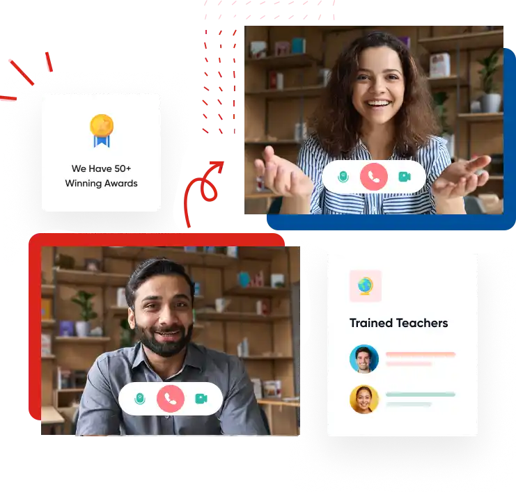 this is the image of two person who are taking online spoken english class in India
